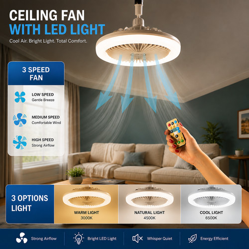 Ceiling fan with - ceiling, led