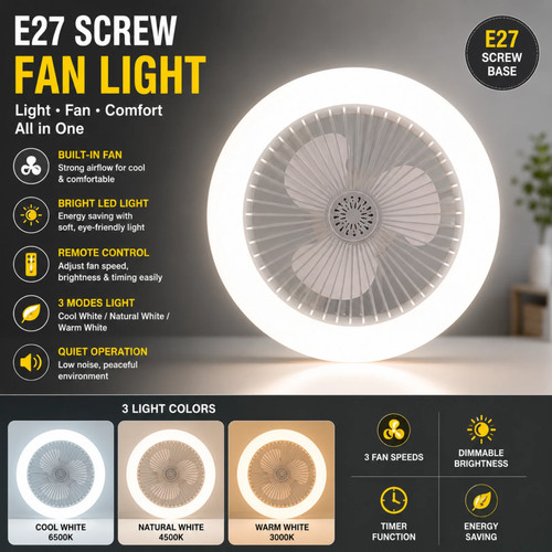 Led ceiling fan light - 3-in-1,