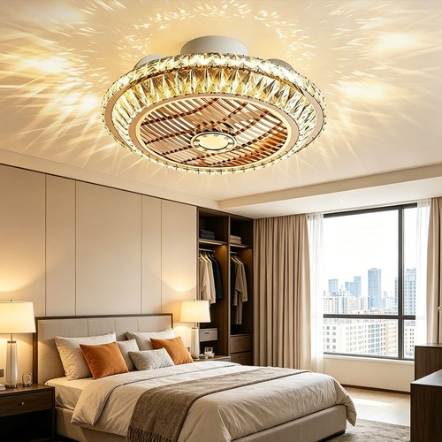 Crystal ceiling fan with - ceiling, led