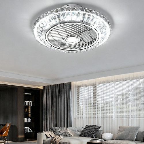Silver crystal ceiling fan - crystal,