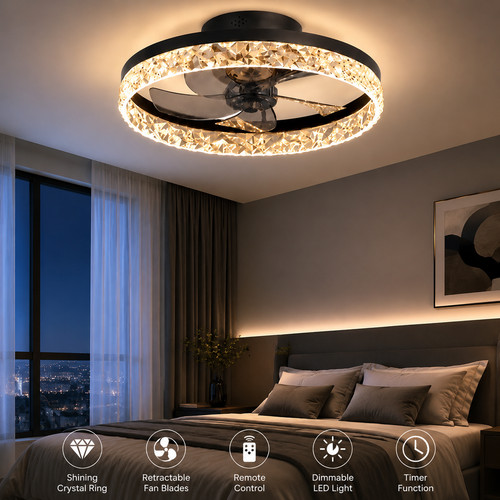 Led crystal ceiling - ceiling, fan